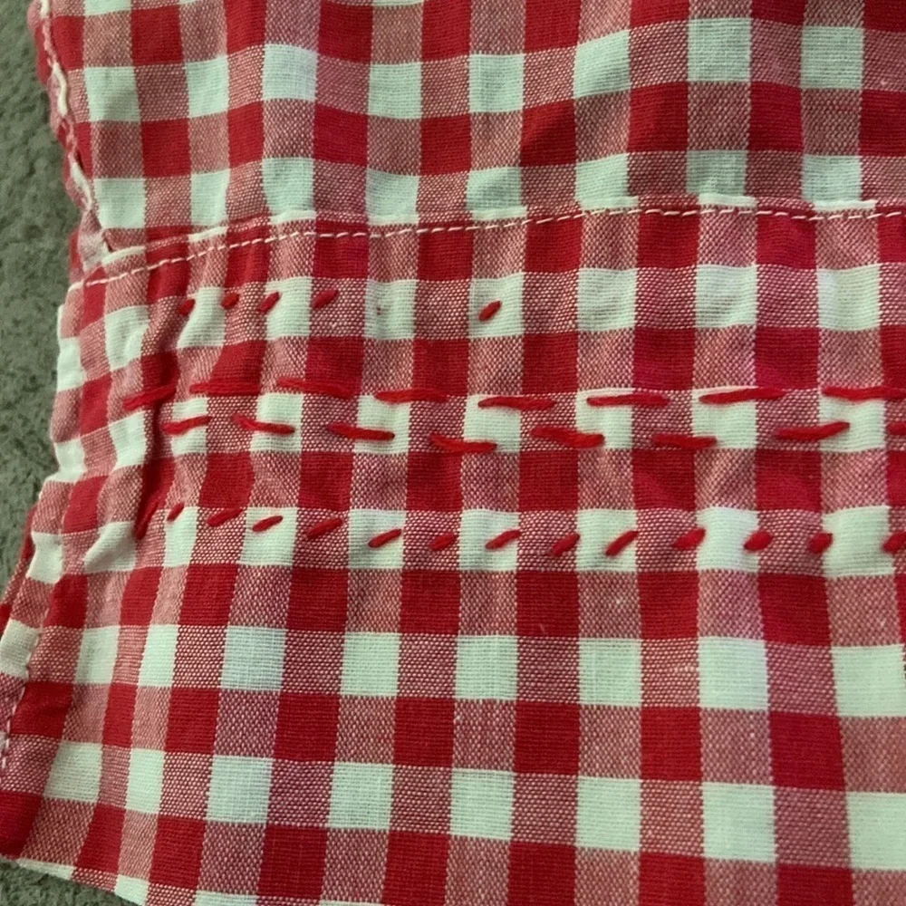 Vintage Handmade Apron Red And White Check Front Pocket